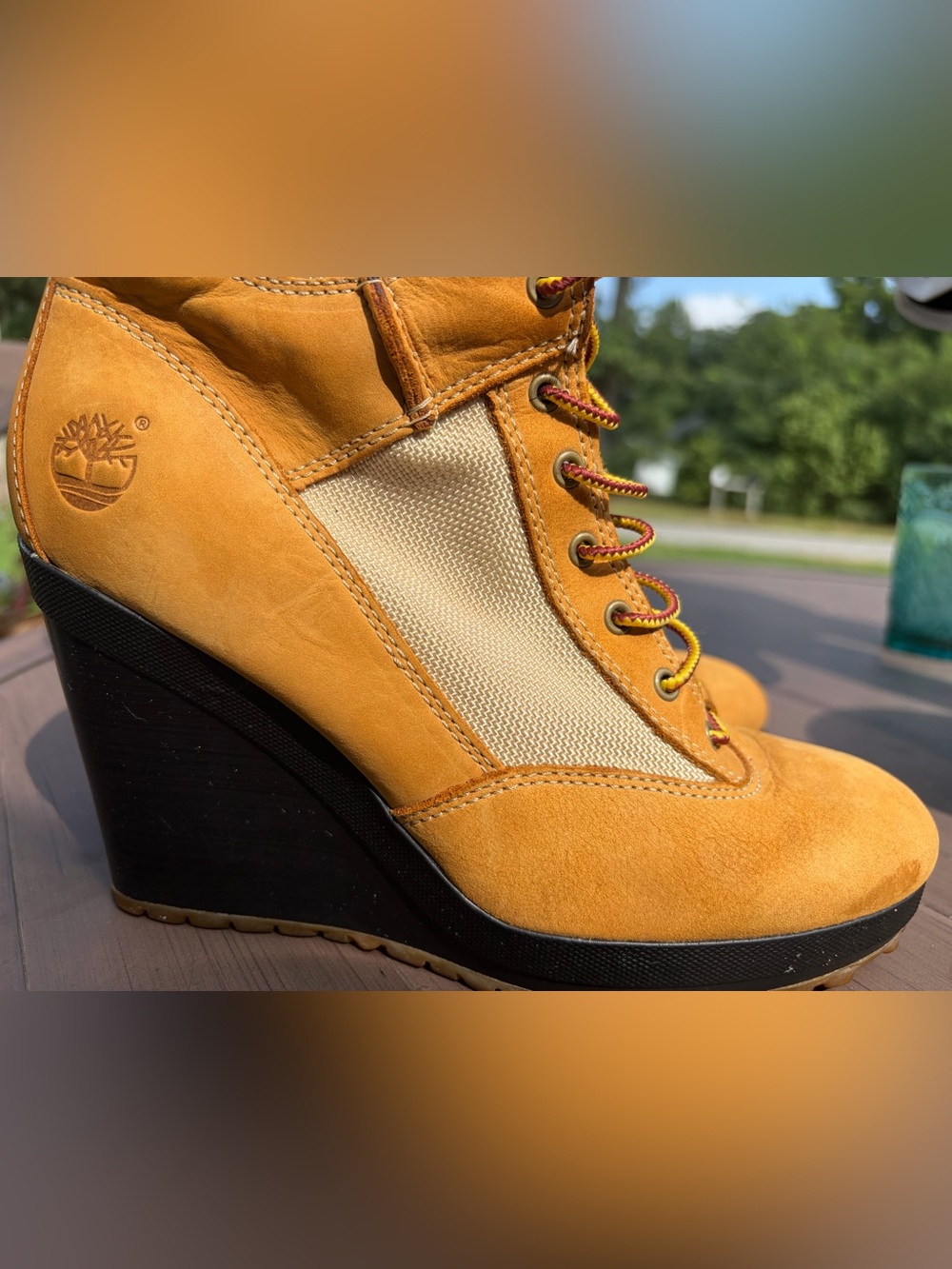 Rare Vintage Timberland Women's 14" Spring Point Lace-Up Wedge Boots size7 23617 - Picture 12 of 12